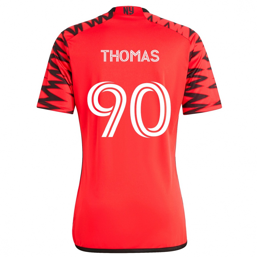 Kids Football Oladayo Thomas #90 Red Black White Away Jersey 2024/25 T-Shirt Nz