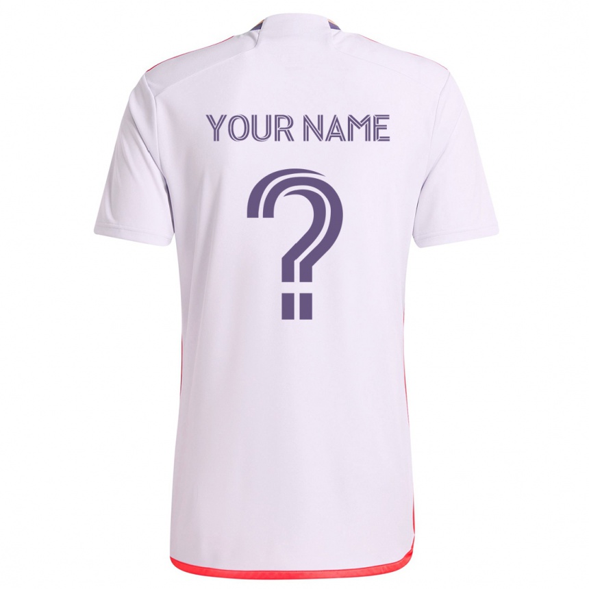 Kids Football Your Name #0 White Red Purple Away Jersey 2024/25 T-Shirt Nz