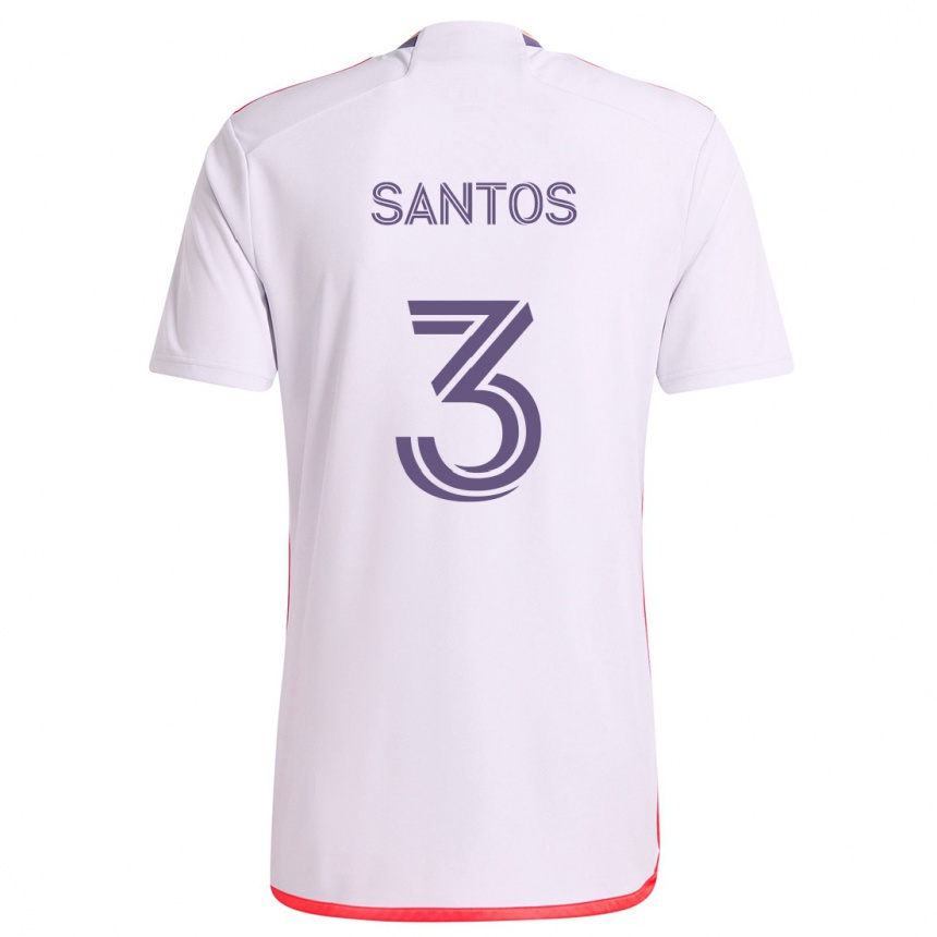 Kids Football Rafael Santos #3 White Red Purple Away Jersey 2024/25 T-Shirt Nz