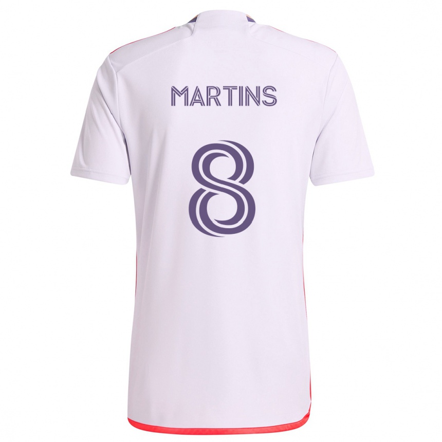 Kids Football Felipe Martins #8 White Red Purple Away Jersey 2024/25 T-Shirt Nz