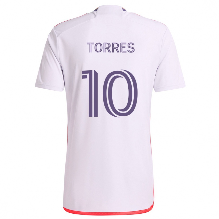 Kids Football Facundo Torres #10 White Red Purple Away Jersey 2024/25 T-Shirt Nz