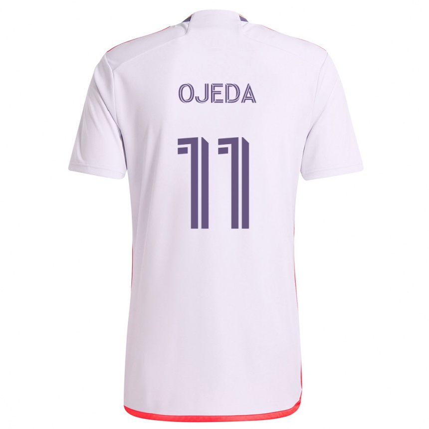 Kids Football Martín Ojeda #11 White Red Purple Away Jersey 2024/25 T-Shirt Nz