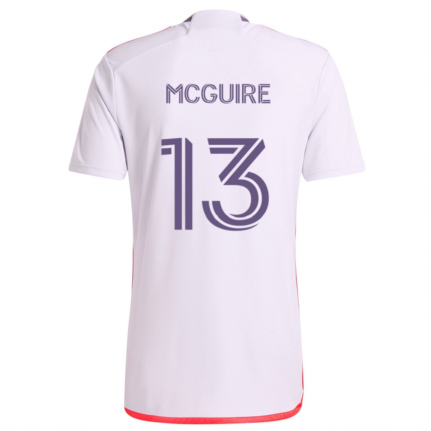 Kids Football Duncan Mcguire #13 White Red Purple Away Jersey 2024/25 T-Shirt Nz