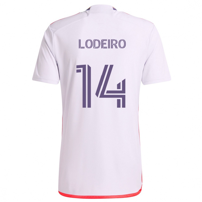 Kids Football Nicolás Lodeiro #14 White Red Purple Away Jersey 2024/25 T-Shirt Nz