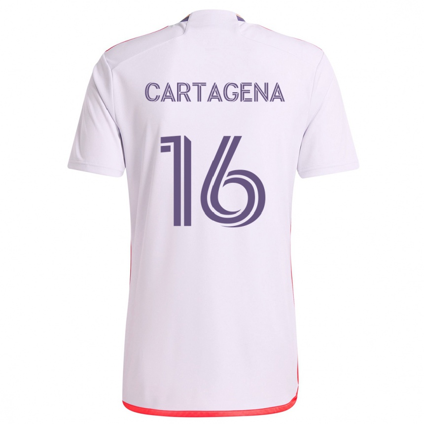 Kids Football Wilder Cartagena #16 White Red Purple Away Jersey 2024/25 T-Shirt Nz