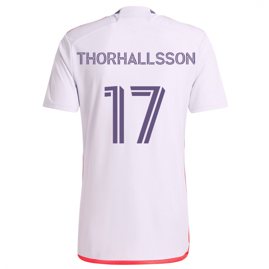 Kids Football Dagur Dan Thórhallsson #17 White Red Purple Away Jersey 2024/25 T-Shirt Nz