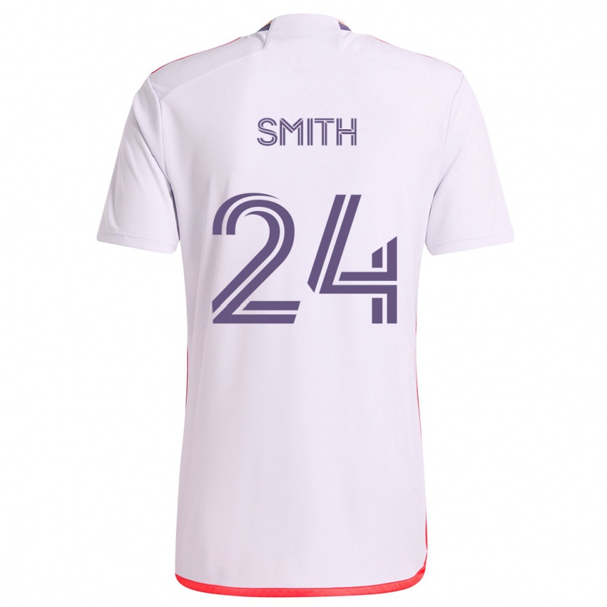 Kids Football Kyle Smith #24 White Red Purple Away Jersey 2024/25 T-Shirt Nz