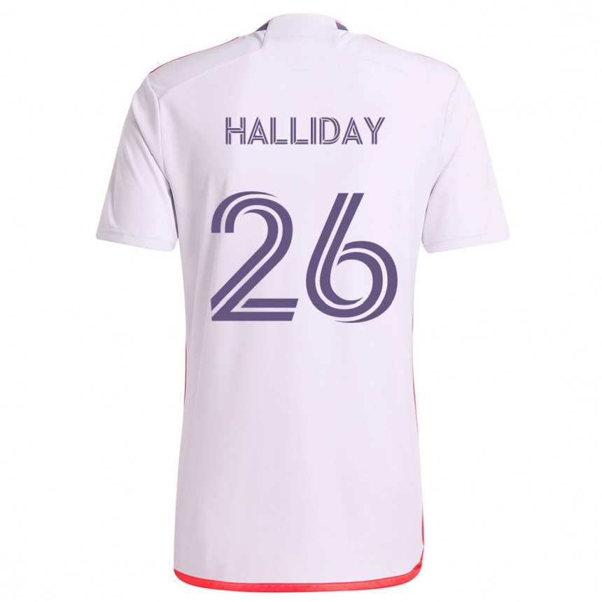 Kids Football Michael Halliday #26 White Red Purple Away Jersey 2024/25 T-Shirt Nz