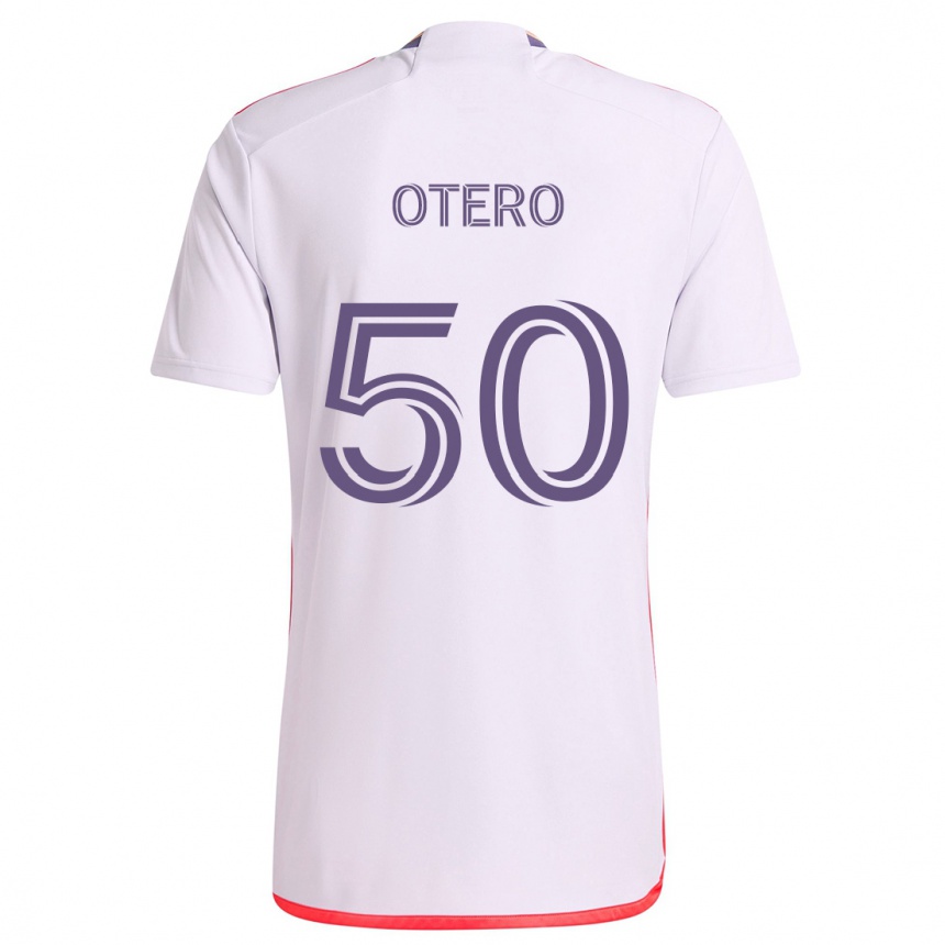 Kids Football Javier Otero #50 White Red Purple Away Jersey 2024/25 T-Shirt Nz