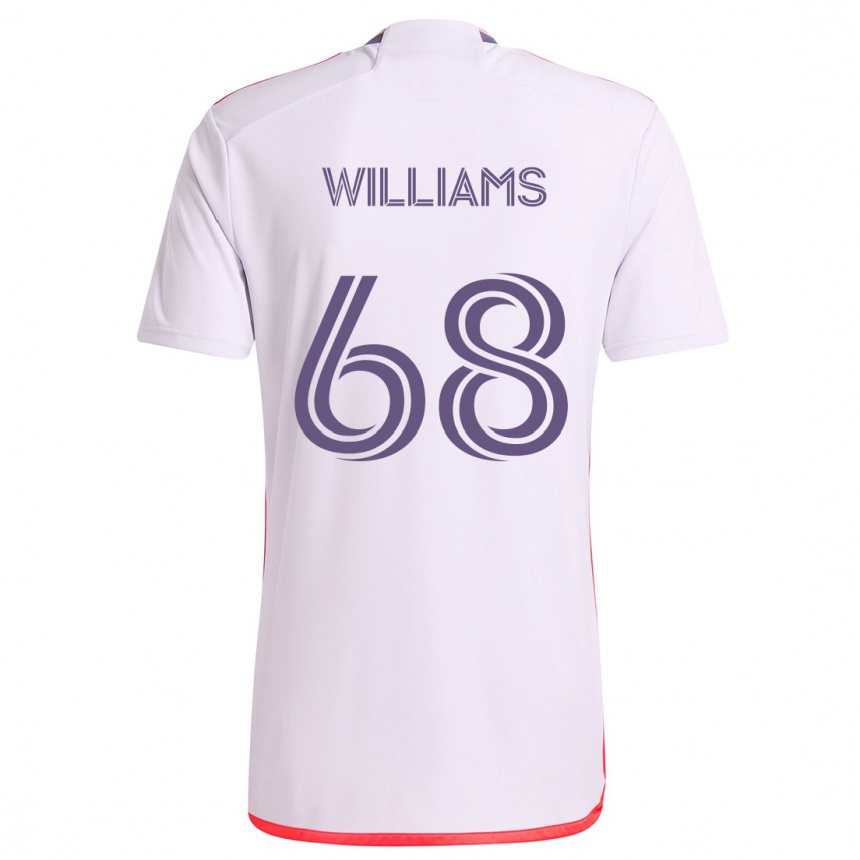 Kids Football Thomas Williams #68 White Red Purple Away Jersey 2024/25 T-Shirt Nz