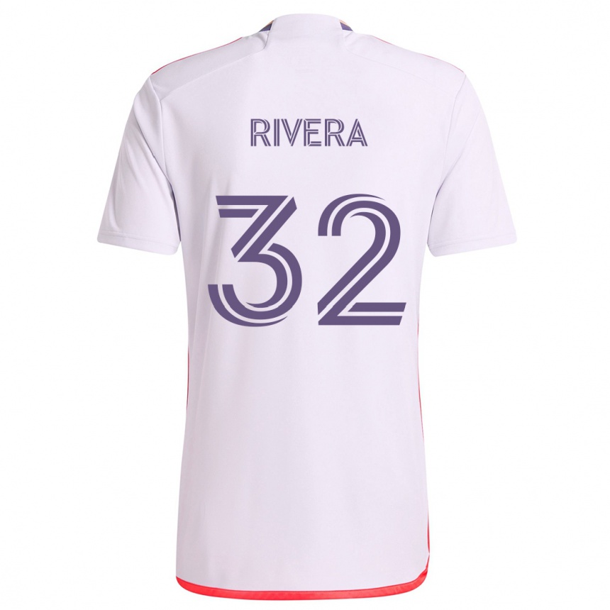 Kids Football Wilfredo Rivera #32 White Red Purple Away Jersey 2024/25 T-Shirt Nz