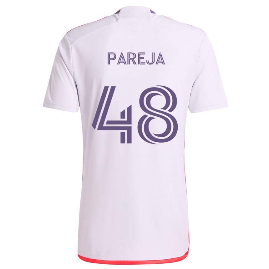 Kids Football Diego Pareja #48 White Red Purple Away Jersey 2024/25 T-Shirt Nz