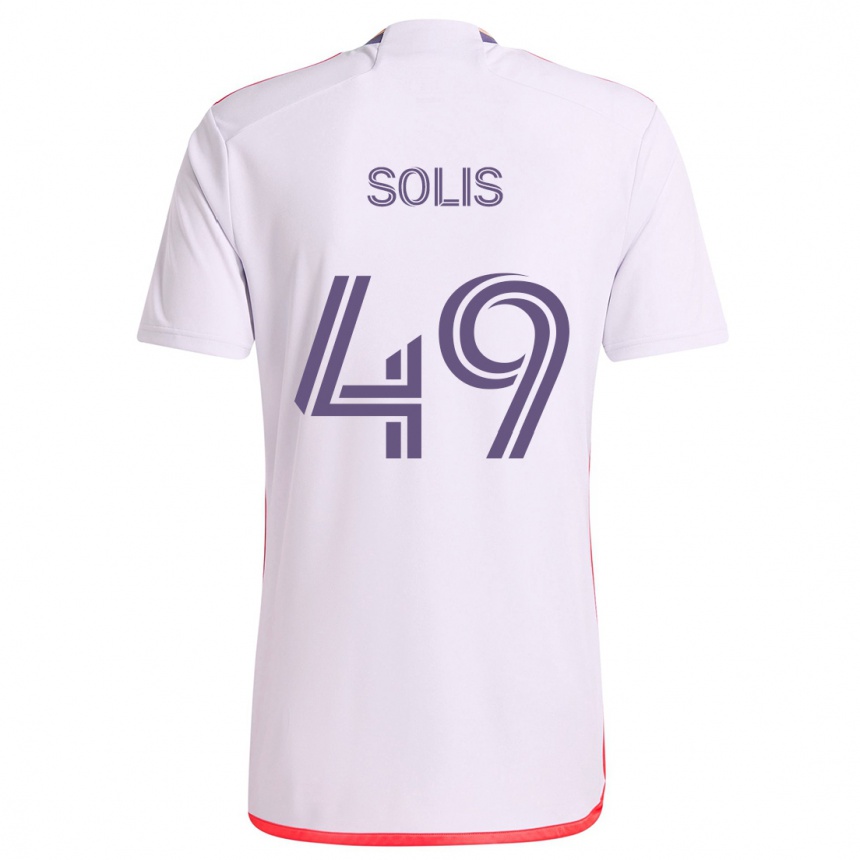 Kids Football Jhon Solís #49 White Red Purple Away Jersey 2024/25 T-Shirt Nz