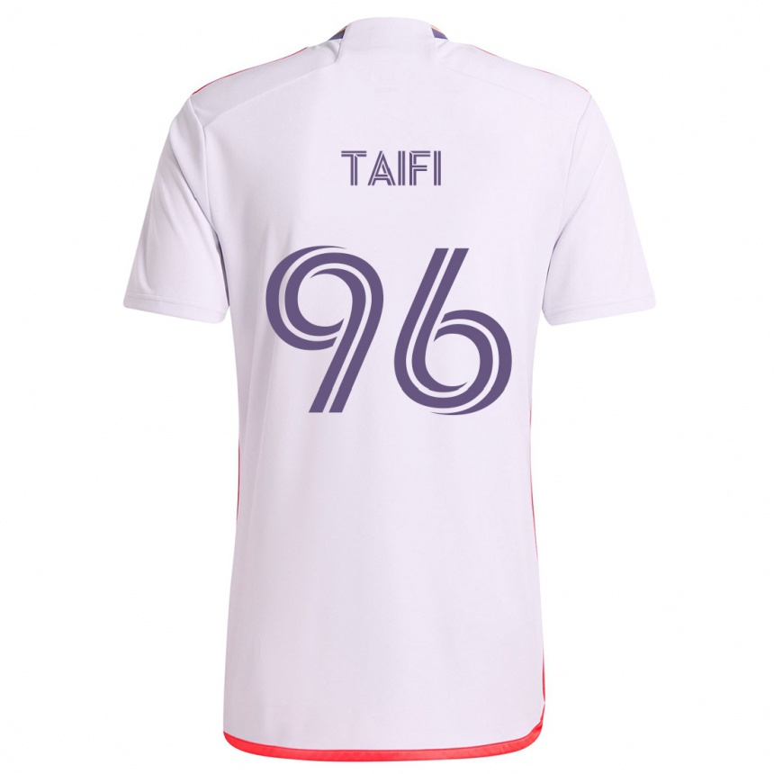 Kids Football Zakaria Taifi #96 White Red Purple Away Jersey 2024/25 T-Shirt Nz