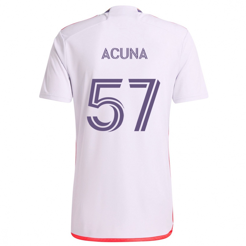 Kids Football Cristofer Acuña #57 White Red Purple Away Jersey 2024/25 T-Shirt Nz