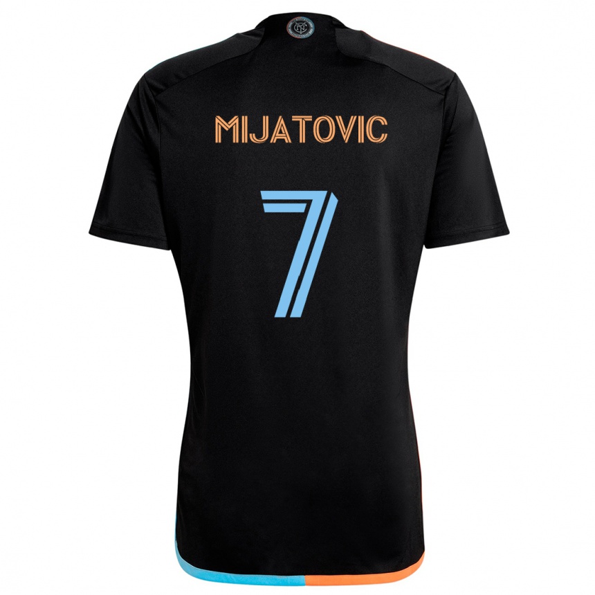 Kids Football Jovan Mijatovic #7 Black Orange Blue Away Jersey 2024/25 T-Shirt Nz