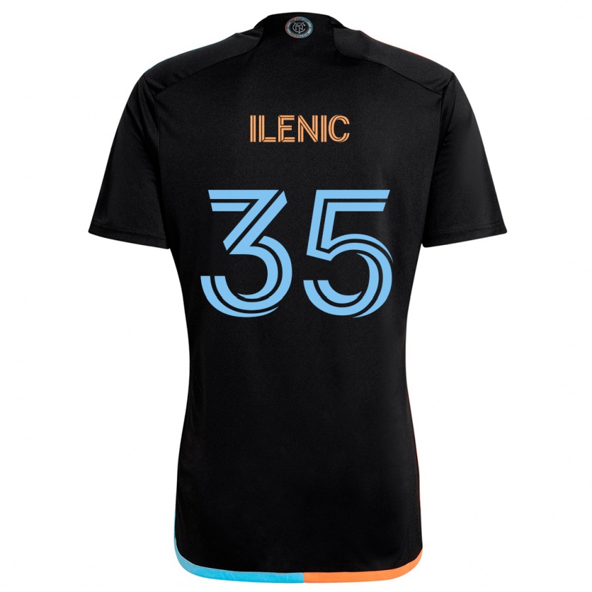 Kids Football Mitja Ilenic #35 Black Orange Blue Away Jersey 2024/25 T-Shirt Nz