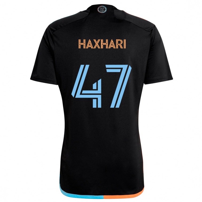 Kids Football Klevis Haxhari #47 Black Orange Blue Away Jersey 2024/25 T-Shirt Nz