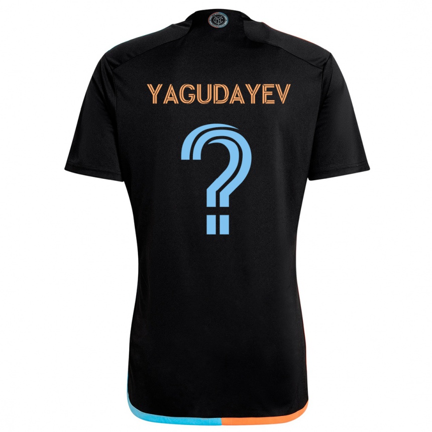 Kids Football Alexander Yagudayev #0 Black Orange Blue Away Jersey 2024/25 T-Shirt Nz