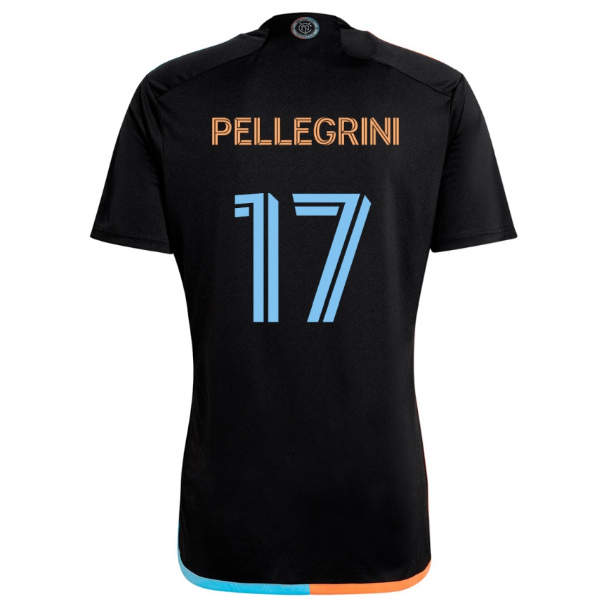 Kids Football Matías Pellegrini #17 Black Orange Blue Away Jersey 2024/25 T-Shirt Nz