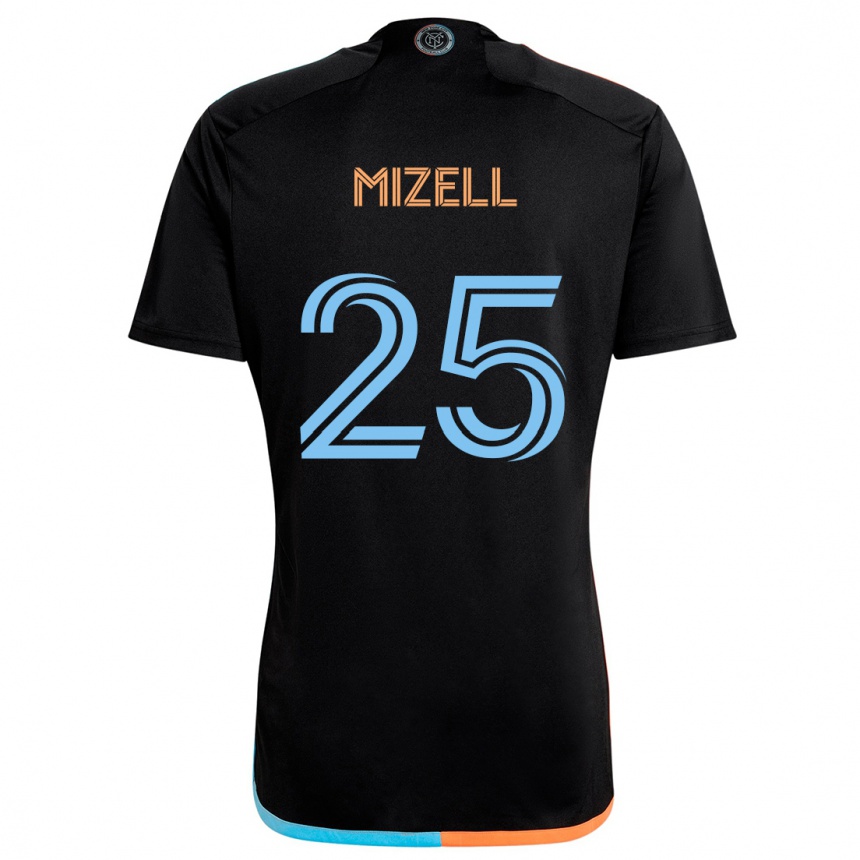 Kids Football Cody Mizell #25 Black Orange Blue Away Jersey 2024/25 T-Shirt Nz