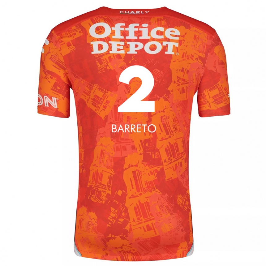 Kids Football Sergio Barreto #2 Orange White Away Jersey 2024/25 T-Shirt Nz