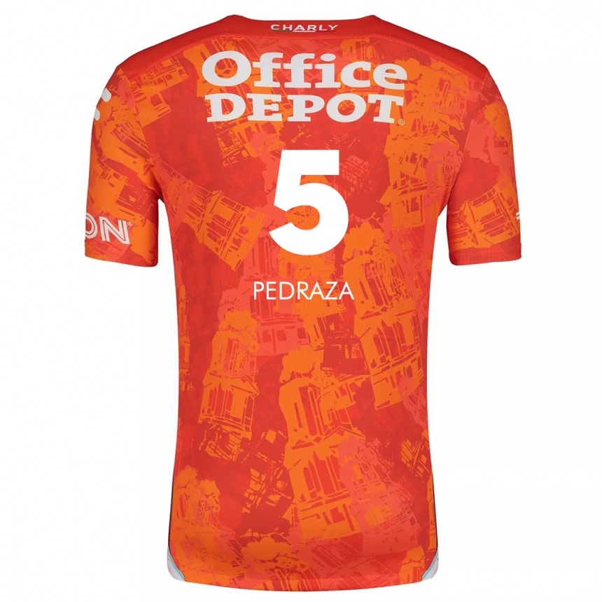 Kids Football Pedro Pedraza #5 Orange White Away Jersey 2024/25 T-Shirt Nz