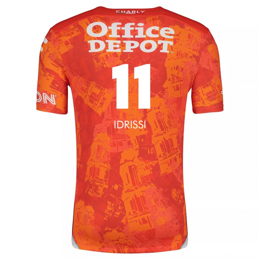 Kids Football Oussama Idrissi #11 Orange White Away Jersey 2024/25 T-Shirt Nz