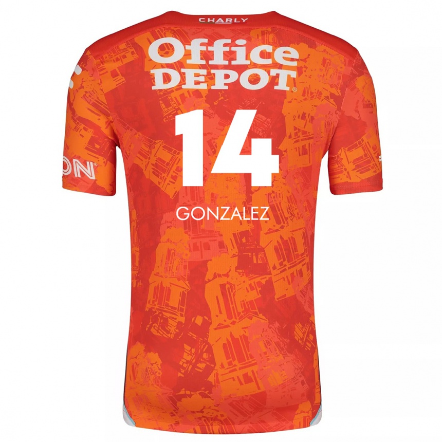 Kids Football Arturo González #14 Orange White Away Jersey 2024/25 T-Shirt Nz