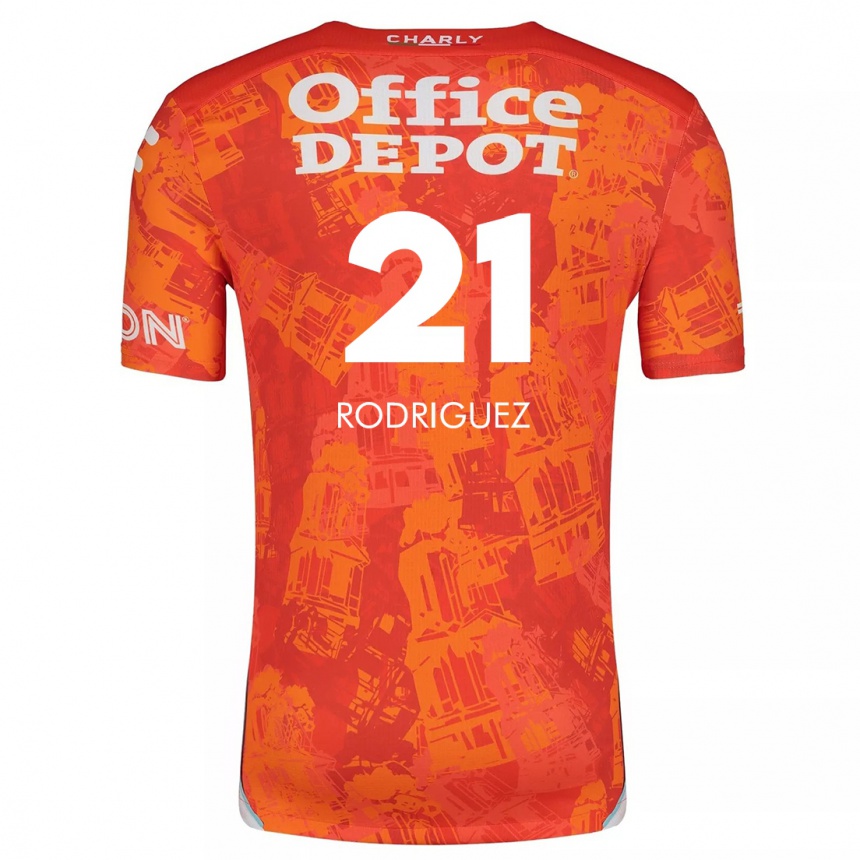 Kids Football Valentín Rodríguez #21 Orange White Away Jersey 2024/25 T-Shirt Nz