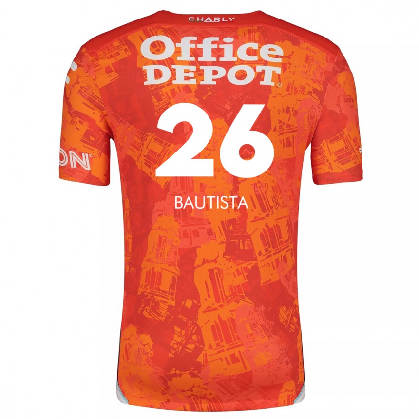 Kids Football Alán Bautista #26 Orange White Away Jersey 2024/25 T-Shirt Nz