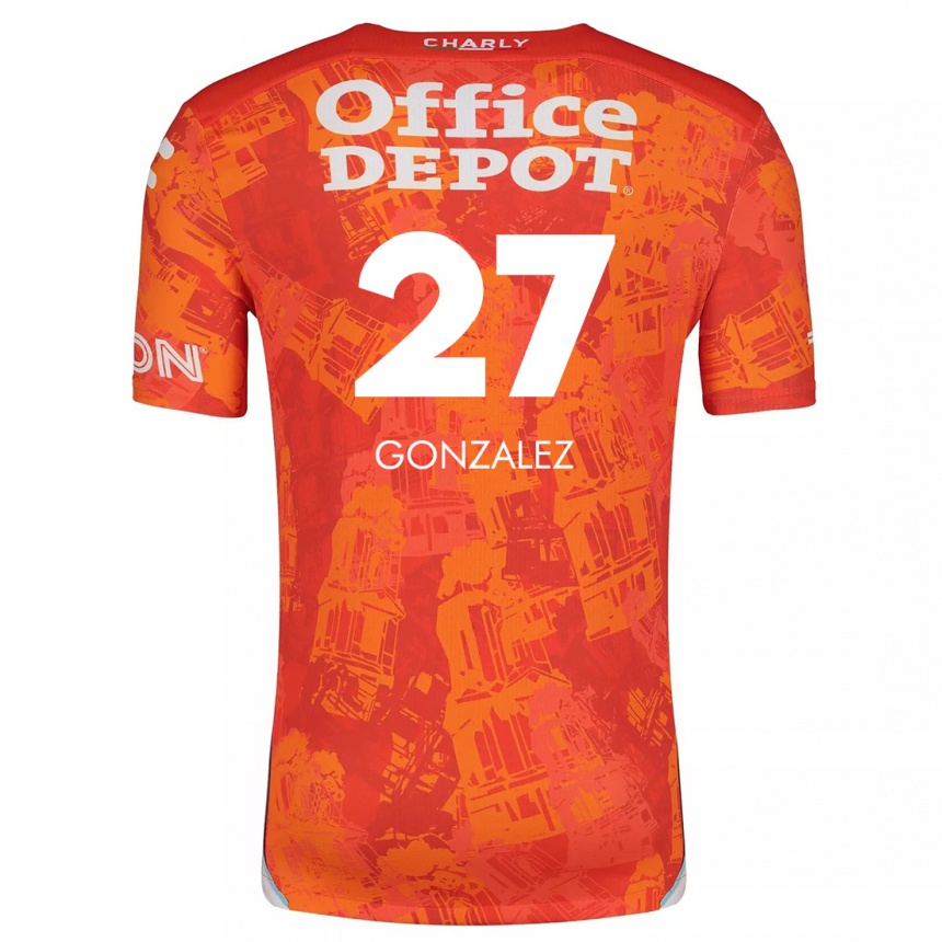 Kids Football Owen González #27 Orange White Away Jersey 2024/25 T-Shirt Nz