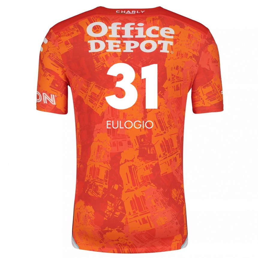 Kids Football José Eulogio #31 Orange White Away Jersey 2024/25 T-Shirt Nz