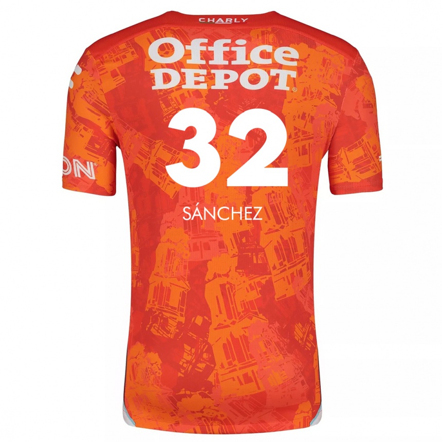 Kids Football Carlos Sánchez #32 Orange White Away Jersey 2024/25 T-Shirt Nz