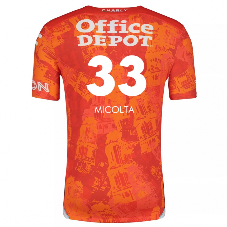 Kids Football Andrés Micolta #33 Orange White Away Jersey 2024/25 T-Shirt Nz