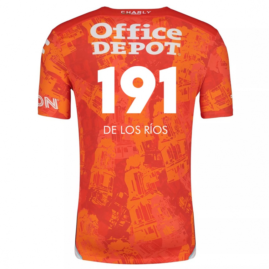 Kids Football Sergio De Los Ríos #191 Orange White Away Jersey 2024/25 T-Shirt Nz