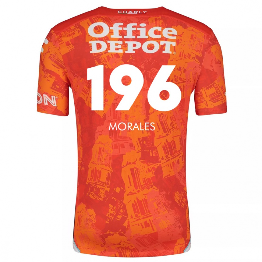 Kids Football Erik Morales #196 Orange White Away Jersey 2024/25 T-Shirt Nz