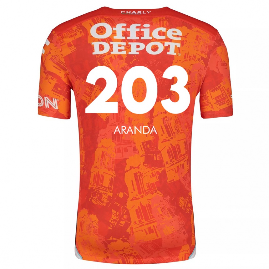 Kids Football Juan Aranda #203 Orange White Away Jersey 2024/25 T-Shirt Nz