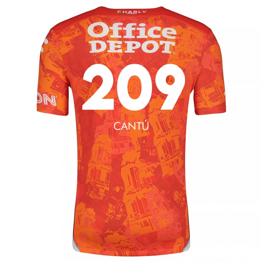 Kids Football Juan Cantú #209 Orange White Away Jersey 2024/25 T-Shirt Nz