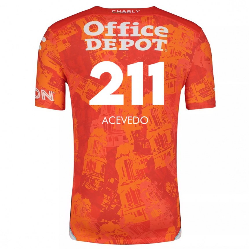 Kids Football Gerardo Acevedo #211 Orange White Away Jersey 2024/25 T-Shirt Nz