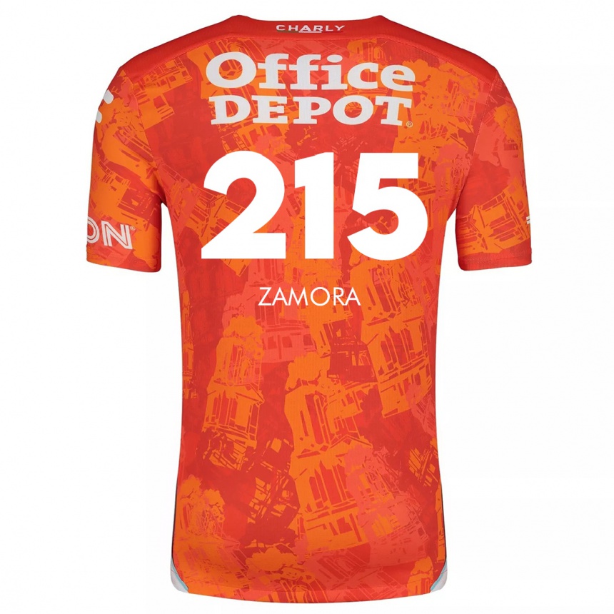 Kids Football Yahir Zamora #215 Orange White Away Jersey 2024/25 T-Shirt Nz