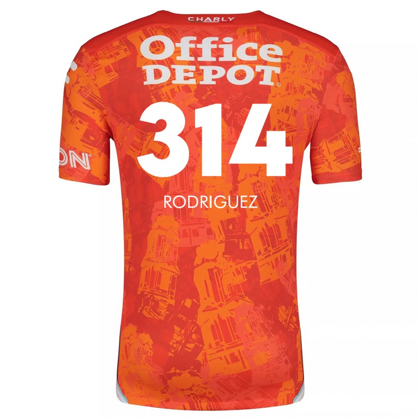 Kids Football Alan Rodríguez #314 Orange White Away Jersey 2024/25 T-Shirt Nz