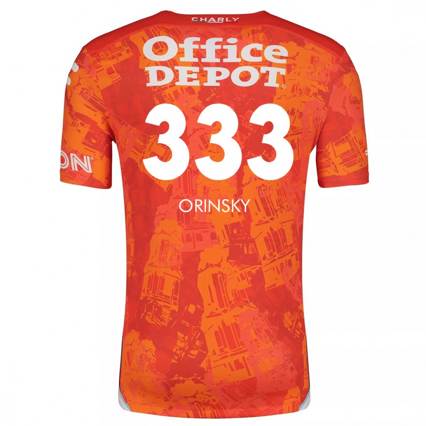 Kids Football Edson Orinsky #333 Orange White Away Jersey 2024/25 T-Shirt Nz