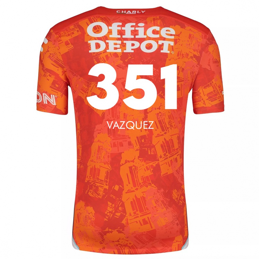 Kids Football Maximo Vázquez #351 Orange White Away Jersey 2024/25 T-Shirt Nz