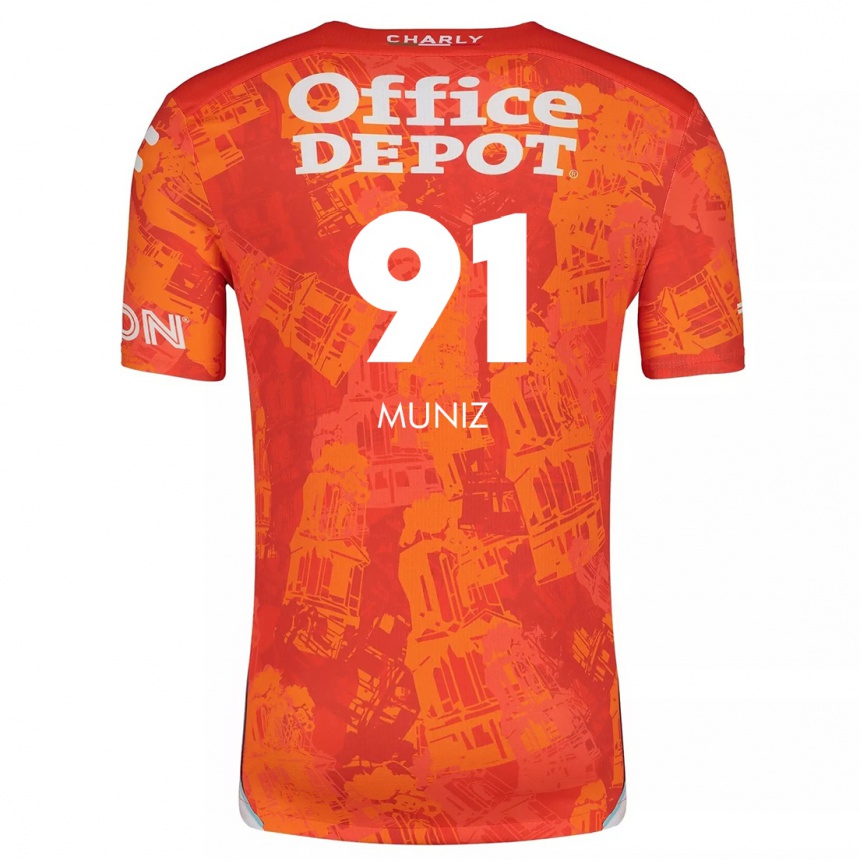 Kids Football Brandon Muñiz #91 Orange White Away Jersey 2024/25 T-Shirt Nz