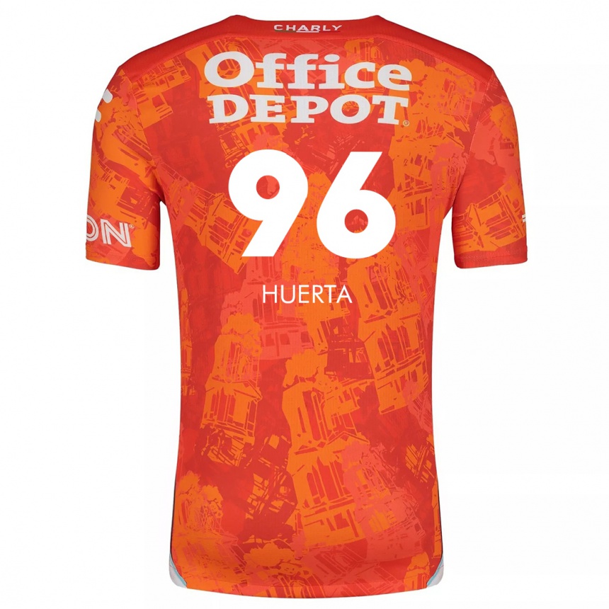 Kids Football Edwin Huerta #96 Orange White Away Jersey 2024/25 T-Shirt Nz