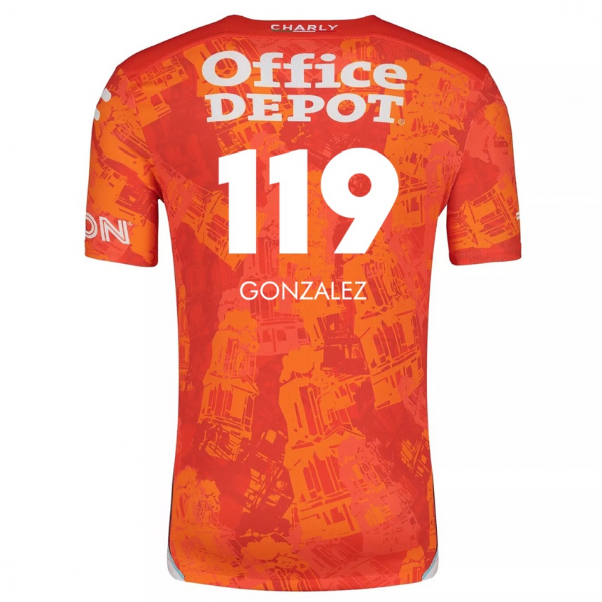 Kids Football Juan González #119 Orange White Away Jersey 2024/25 T-Shirt Nz