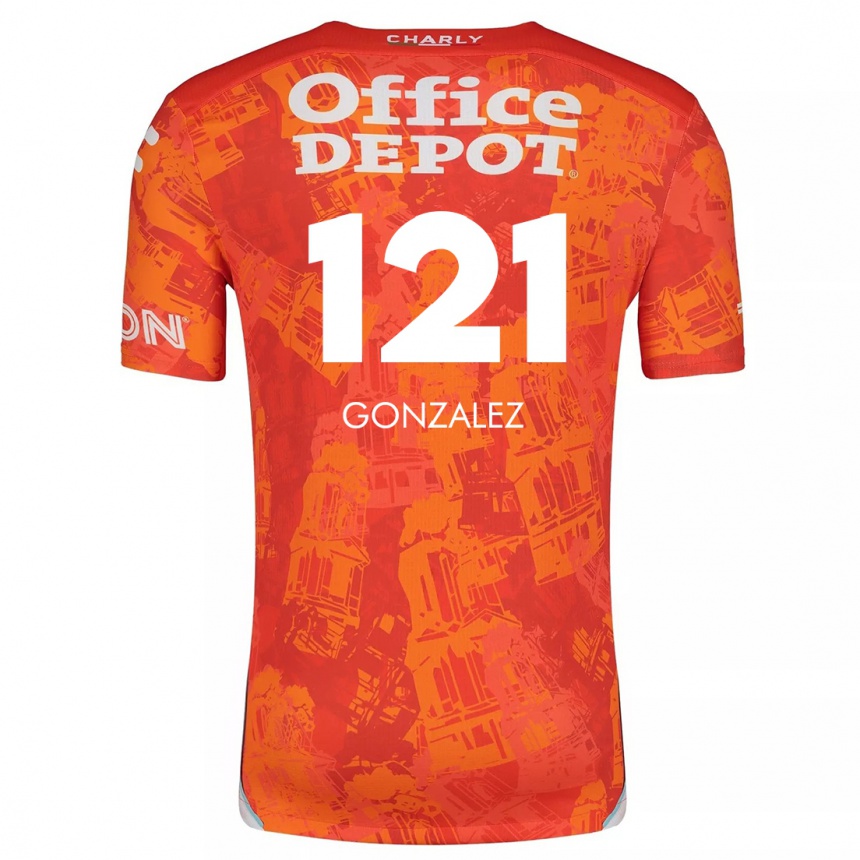 Kids Football Cristian González #121 Orange White Away Jersey 2024/25 T-Shirt Nz