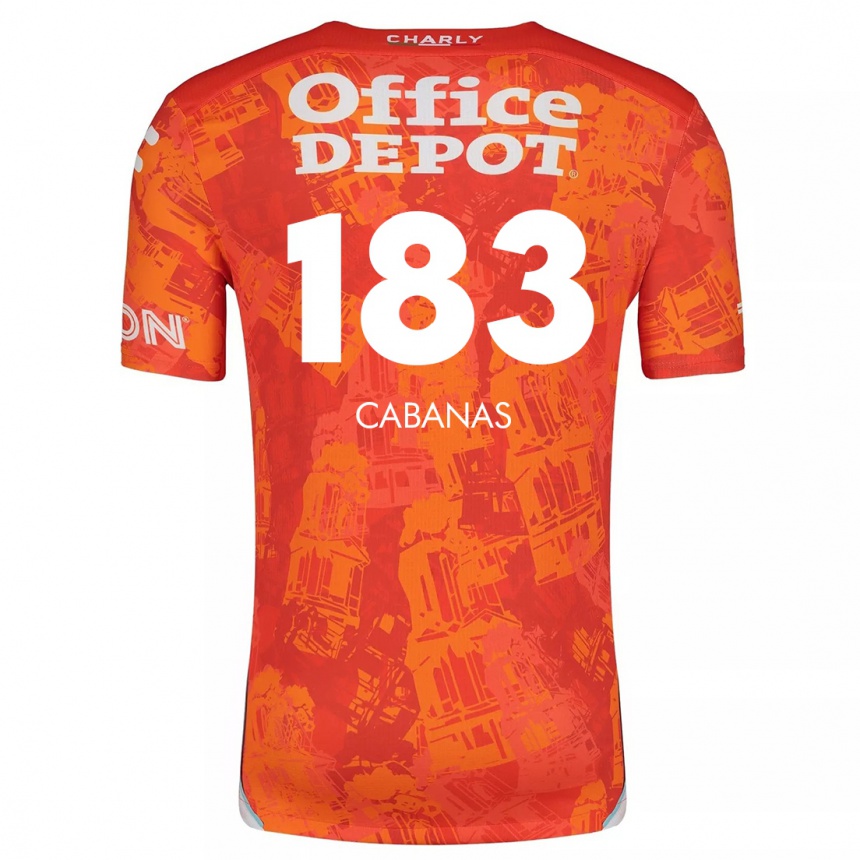 Kids Football Mauricio Cabañas #183 Orange White Away Jersey 2024/25 T-Shirt Nz