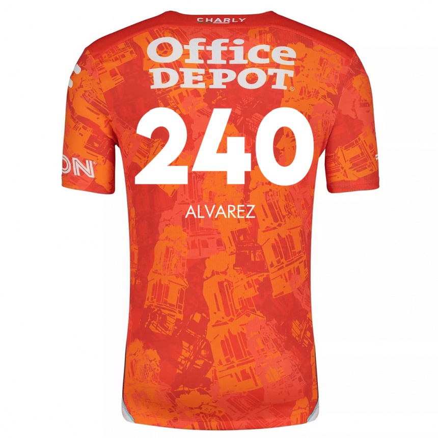 Kids Football Gael Álvarez #240 Orange White Away Jersey 2024/25 T-Shirt Nz